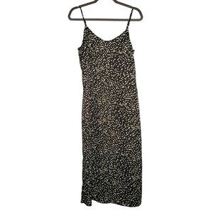 Crescent Women's Medium V-Neck Sleeveless Midi Slip Dress  Black Tan
